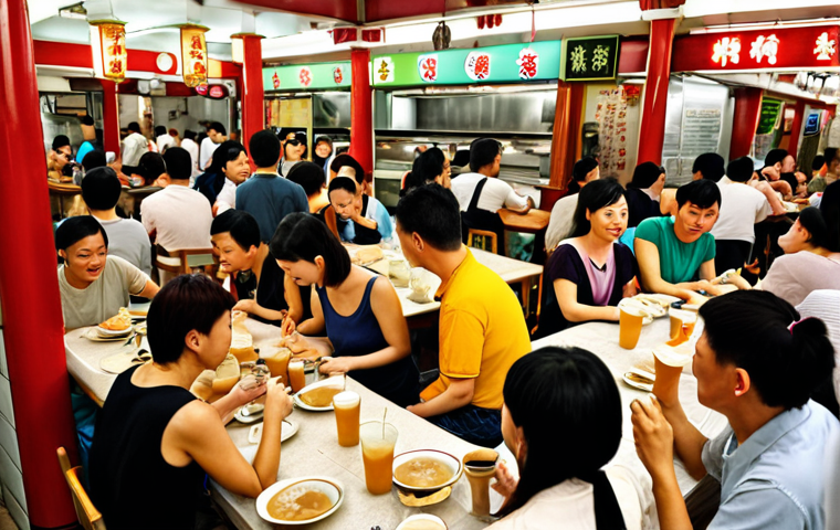 A bustling Cha Chaan Teng in Hong Kong, showcasing crowded tables with people drinking Hong Kong milk tea ("Nai cha"), capturing the vibrant energy of the local dining scene.