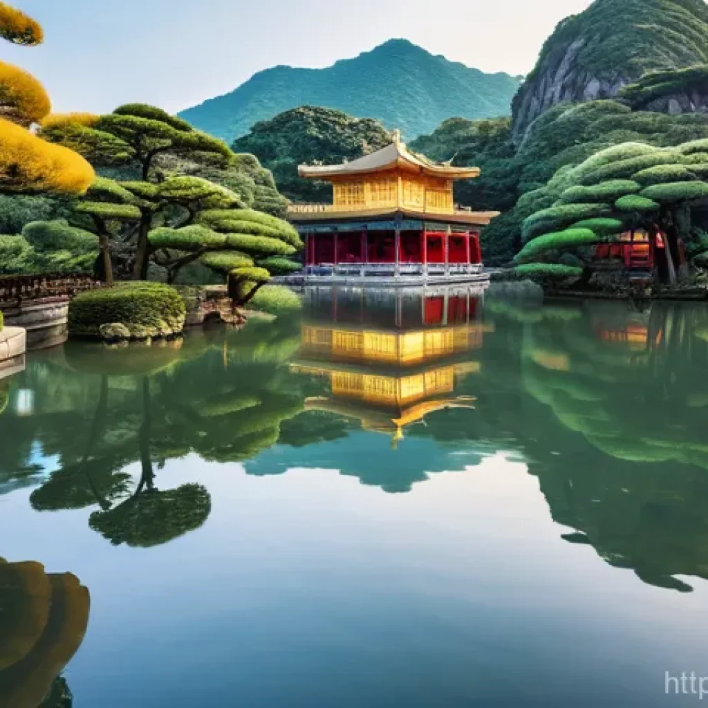홍콩 난리안 가든의 역사 - A breathtaking panoramic view of the Nan Lian Garden in Hong Kong, showcasing the iconic golden pavi...