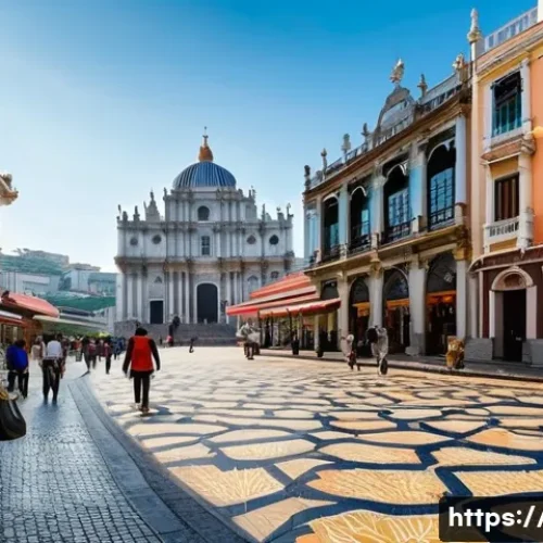 홍콩과 마카오의 역사적 차이 - **Prompt 1: Macau's European Charm Meets Chinese Heritage**
    A vibrant, sunlit scene in Senado Sq...